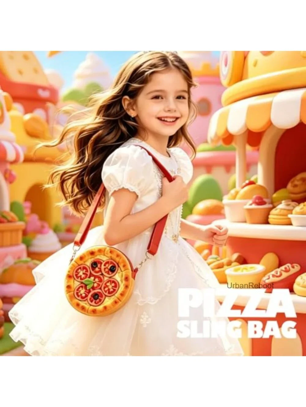 Kids Pizza Crossbody Bag 3D Silicone Adjustable Strap Mini Purse